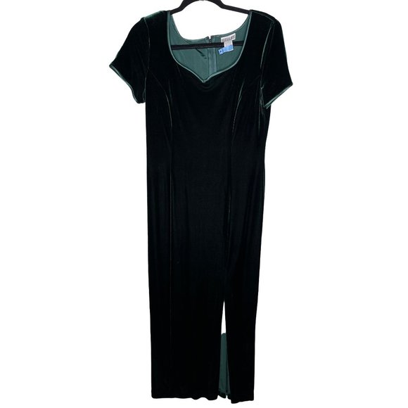 Robbie Bee Dresses & Skirts - Vintage Robbie Bee Green Velvet Dress Size 8 Sweetheart Formal Homecoming Prom